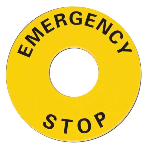 Omron Legend Plate, Emergency Stop, Black/Yellow A22Z-3466-1