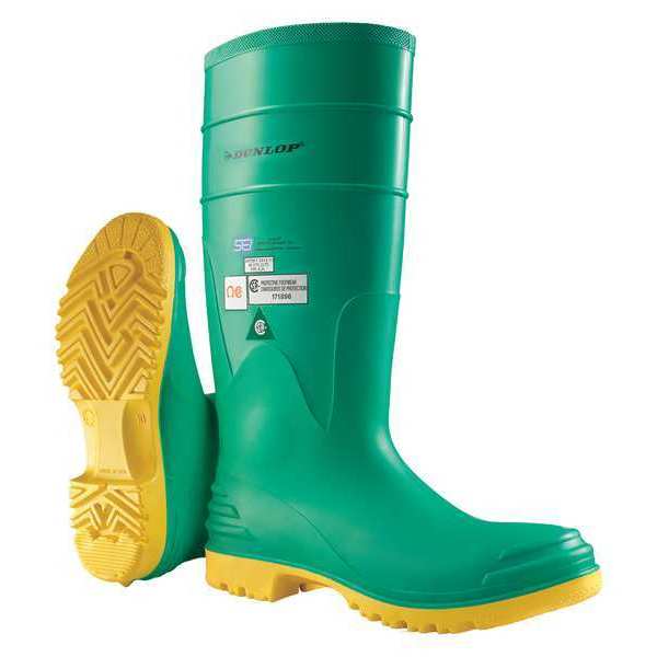 Dunlop Size 12 Men's Steel Rubber Boot, Green 8701200