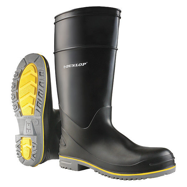 Dunlop Knee Boots, Size 9, 15" H, Black, Plain, PR 8990400