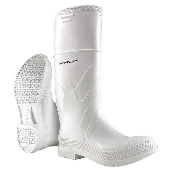 Dunlop Knee Boots, Size 8, 16" H, White, Plain, PR 8101100