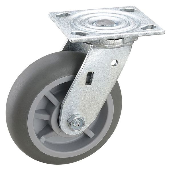 Zoro Select Swivel NSF-Listed Plate Caster, 600 lb., Ball 2LY30