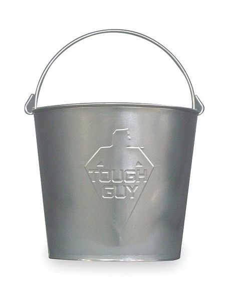 Zoro Select 3 1/2 gal Round Mop Bucket, 11 in H, 11 13/64 in Dia, Silver, Galvanized Steel 2MPE8