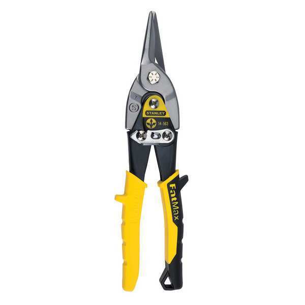 Stanley FATMAX Straight Cut Aviation Snip, 10 in L, Up to 18 ga (Cold Rolled Steel) 23 ga (Stainless Steel) 14-563
