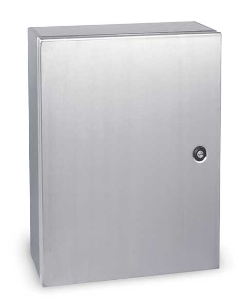 Wiegmann 304 Stainless Steel Enclosure, 12 in H, 12 in W, 6 in D, 12, 3R, 4, 4X, Hinged N412121206SSC