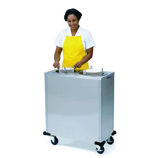 Adjustable Heated 2-Stack Plate Dispenser; Fits Plates 8-3/4