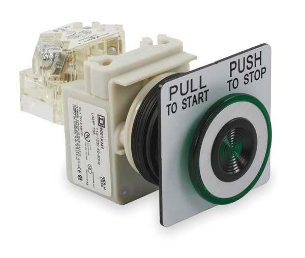 Schneider Electric Illuminated Push Button, 30 mm, 1NO/1NC, Green 9001SKR9P1GH13