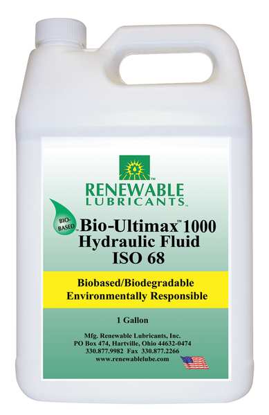 Renewable Lubricants 1 gal Jug, Hydraulic Oil, 68 ISO Viscosity, Not Specified SAE 81023