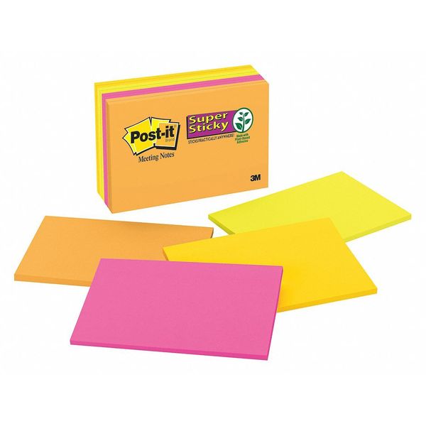 Post-it Super Sticky Large Notes, 6 x 4 in, Rio De Janeiro Colors, Pad of 45 Sheets, Pack of 8