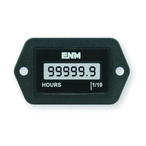 Enm Hour Meter, LCD, 2-Hole Rectangular T1120EB