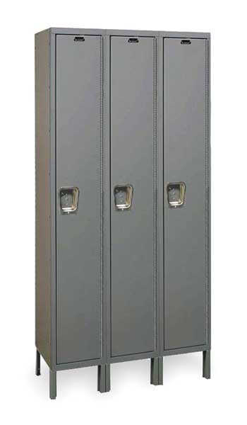 Hallowell Wardrobe Locker, 45 in W, 15 in D, 78 in H, (1) Tier, (3) Wide, Dark Gray UY3558-1HG