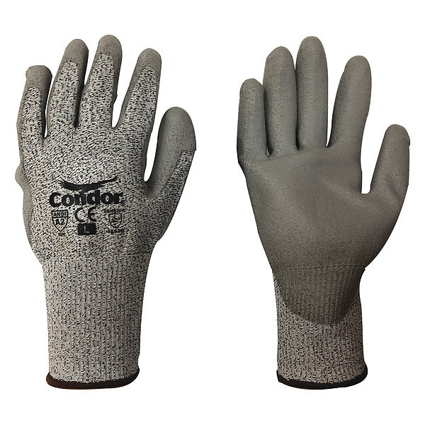 Condor Cut Resistant Coated Gloves, A2 Cut Level, Polyurethane, S, 1 PR 2RA20