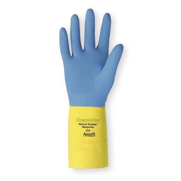 Ansell 13" Chemical Resistant Gloves, Natural Rubber Latex/Neoprene, 9, 1 PR 87-224