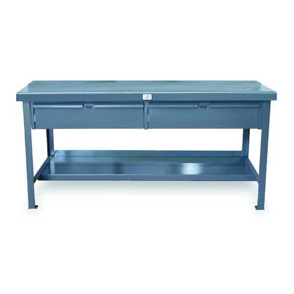 Strong Hold Industrial Shop Table with Drawers, Steel, 48" W, 34" Height, 5500 lb., Straight T4830-2DB
