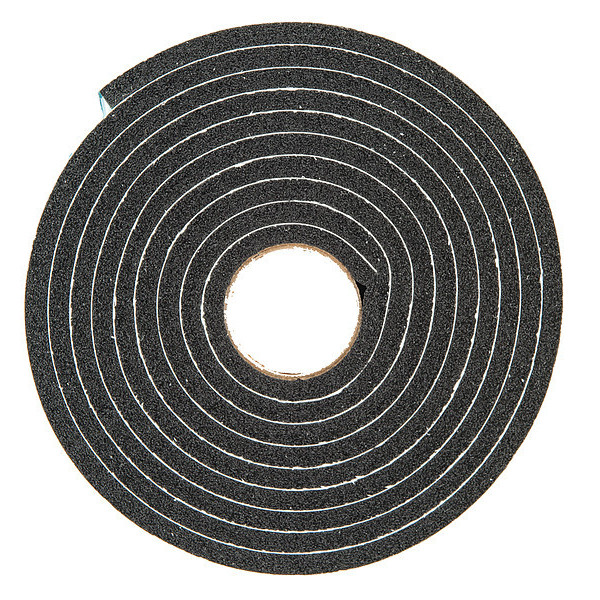 Zoro Select Foam Seal, 10 ft., 1/2 in. W, Black, Rubber 2RRF1