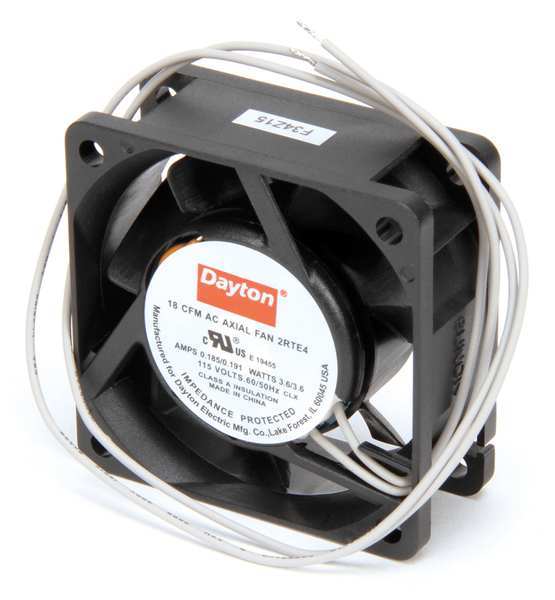 Dayton Axial Fan, Square, 115V AC, 1 Phase, 18 cfm, 2 3/8 in W. 2RTE4