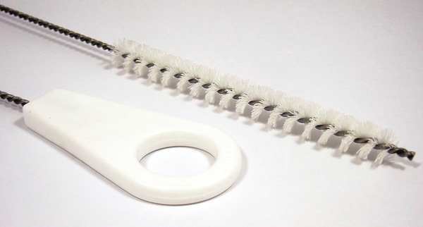 Tough Guy Pipe Brush, 13 in L Handle, 5 in L Brush, White, Polypropylene, 18 in L Overall 2RVE2