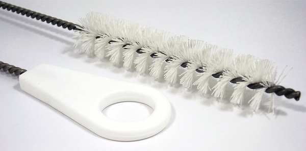 Tough Guy Pipe Brush, 13 in L Handle, 5 in L Brush, White, Polypropylene, 18 in L Overall 2RVF5