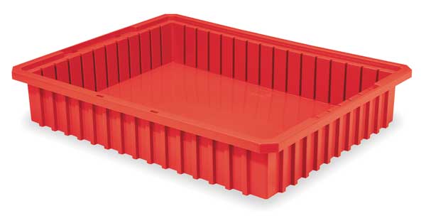 Akro-Mils Divider Box, Red, Industrial Grade Polymer, 22 3/8 in L, 17 3/8 in W, 4 in H 33224RED