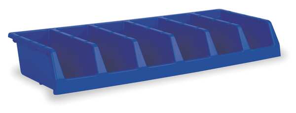 Akro-Mils Shelf Storage Bin, Industrial Grade Polymer, 12 in W, 5 in H, 33 in L, Blue 30312BLUE
