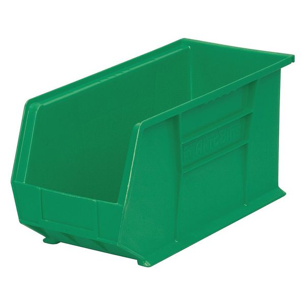 Akro-Mils 60 lb Hang & Stack Storage Bin, Plastic, 8 1/4 in W, 9 in H, Green, 18 in L 30265GREEN