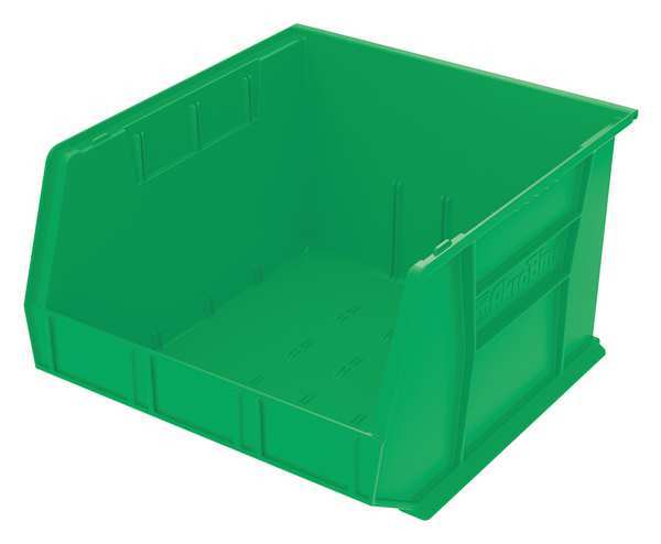 Akro-Mils 75 lb Hang & Stack Storage Bin, Plastic, 16 1/2 in W, 11 in H, Green, 18 in L 30270GREEN