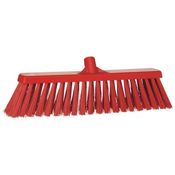 Vikan 19 in Sweep Face Broom Head, Stiff, Synthetic, Red 29204