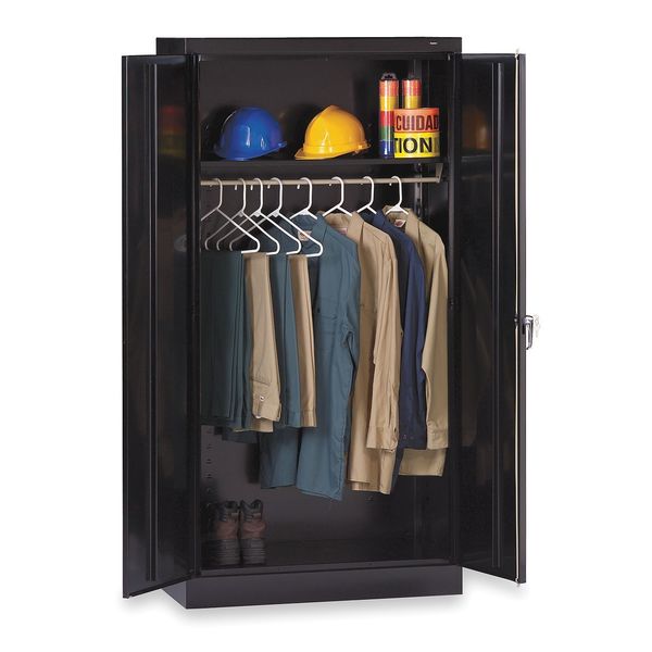 Tennsco 24 ga. ga. Steel Wardrobe Storage Cabinet, 36 in W, 72 in H 7114BK