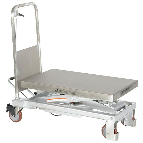 Zoro Select Scissor Lift Cart, SS, 1000 lb. Cap, 19-3/4"W, 32-1/2"L CART-1000-PSS