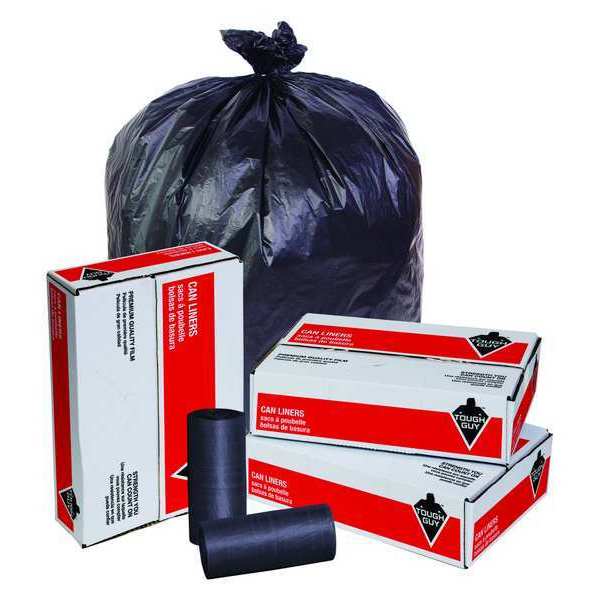 Tough Guy 56 Gal Trash Bags, 43 in x 48 in, Extra Heavy-Duty, 22 micron, Black, 150 Pack 5XL51