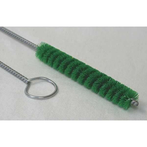 Tough Guy Tube and Pipe Brush, 19" L Handle, 5" L Brush, Green, Galvanized, 24" L Overall 2VHA1