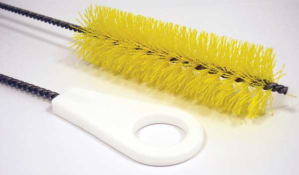 Tough Guy Pipe Brush, 13 in L Handle, 5 in L Brush, Yellow, Polypropylene, 18 in L Overall 2VHF9