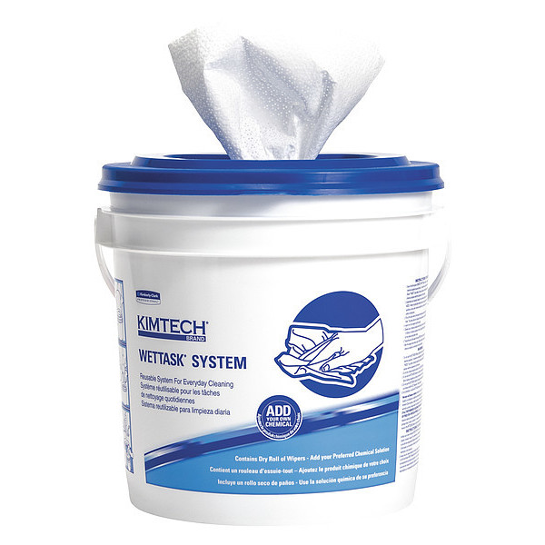 Kimtech Dry Wipe Roll, White, Bucket, Meltblown, 90 Wipes, 12 in x 12-1/2 in, 6 PK 06411