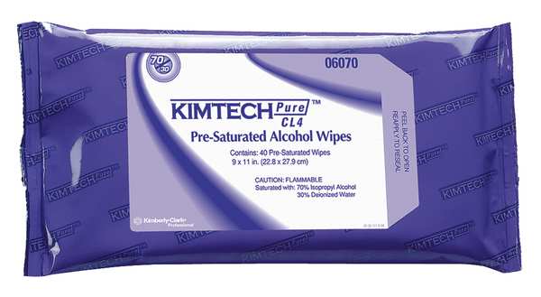 Kimberly-Clark Professional Clean Room Wet Wipes, White, Soft Pack, Polypropylene, 40 Wipes, 11 in x 9 in, Unscented, 10 PK 06070
