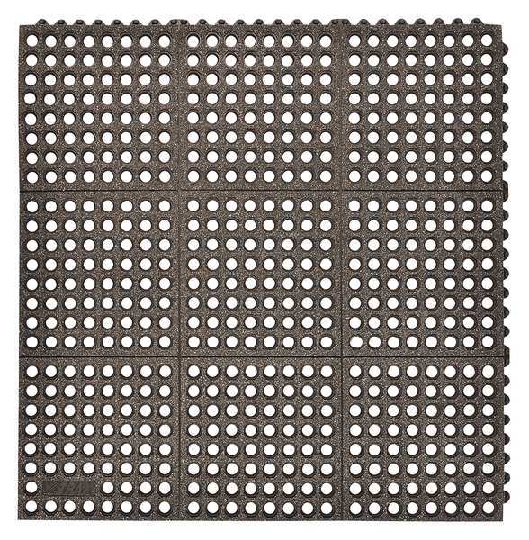 Notrax Interlocking Drainage Mat Tile, Nitrile Rubber, 3 ft Long x 3 ft Wide, 3/4 in Thick 850S0033BL