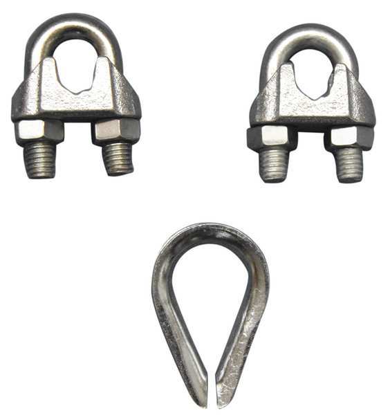 Dayton Wire Rope Clip and Thimble Kit, 7/16 In 2VKK3