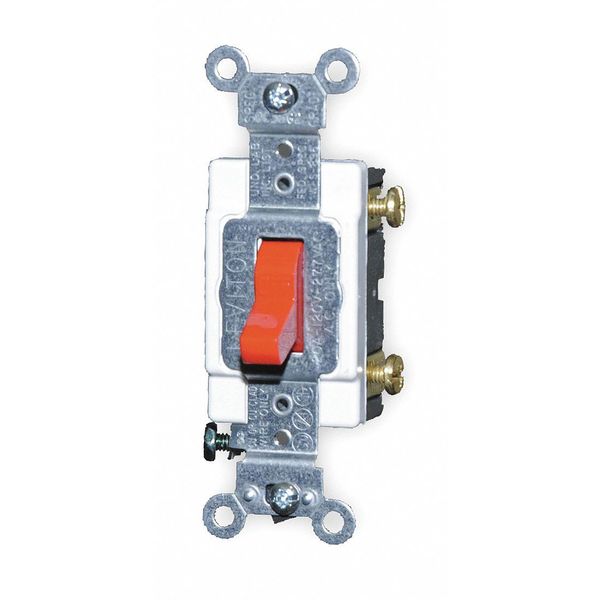 Leviton Wall Swtch, 1-Pole, 120/277V, 20A, Red, Toggl 1221-SR