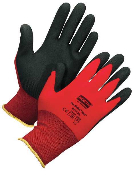 Honeywell North PVC Coated Gloves, Palm Coverage, Red, XS, PR NF11/6XS