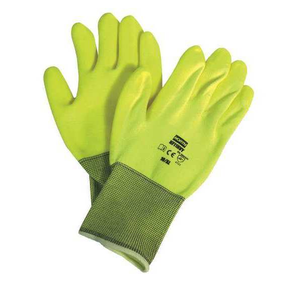 Honeywell North PVC Hi-Vis Coated Gloves, Palm Coverage, Yellow, XL, PR NF11HVY/10XL