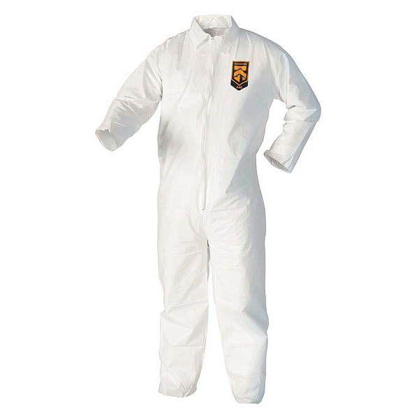 Kleenguard Disposable Coveralls, 25 PK, White, KleenGuard(TM) A40, Zipper 44307