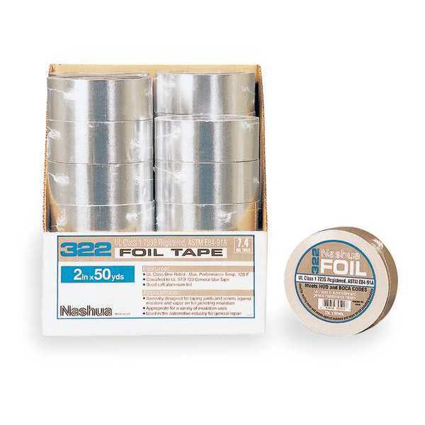 Nashua Foil Tape, 1 7/8 in W x 50 1/4 yd L, 5 mil Thick, Silver, 322, 1 Pk 322