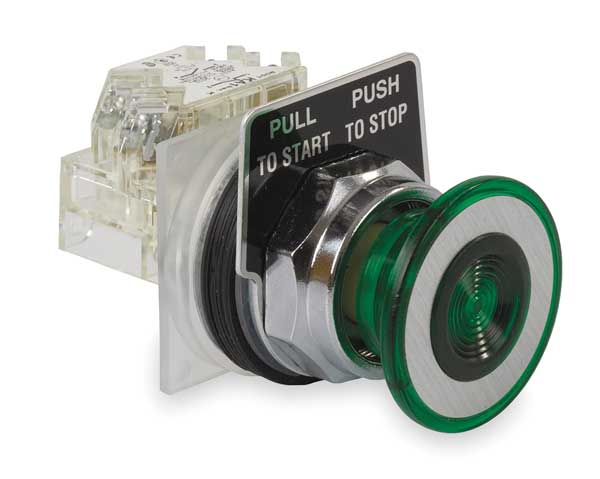 Schneider Electric Non-Illuminated Push Button, 30 mm, 1NO/1NC, Green 9001KR9GH13