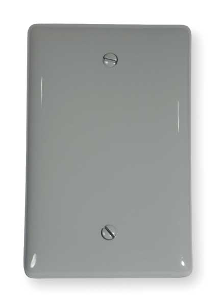 Hubbell Wiring Device-Kellems Blank Box Mount Wall Plates and Box Cover, Number of Gangs: 1 Nylon, Smooth Finish, Gray NPJ13GY