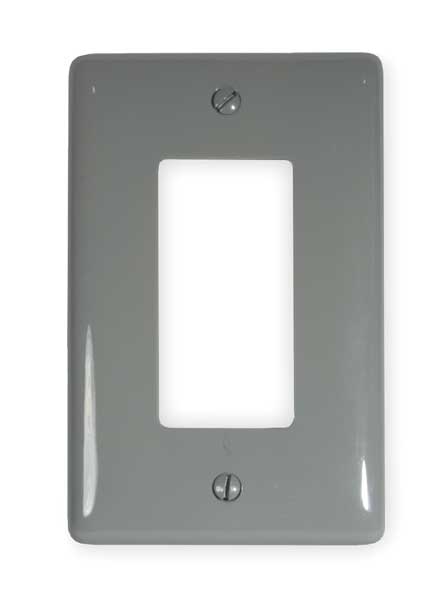 Hubbell Wiring Device-Kellems Rocker Wall Plates and Box Cover, Number of Gangs: 1 Nylon, Smooth Finish, Gray NPJ26GY