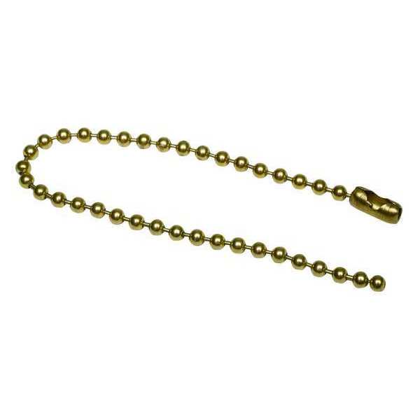 Zoro Select Beaded Chain, Brs, Brs Pld, 6 In, PK100 2YB25