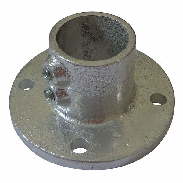 Zoro Select Structural Fitting, Round Base Flange, Aluminum, 1.25 in Pipe Size 4UJ13
