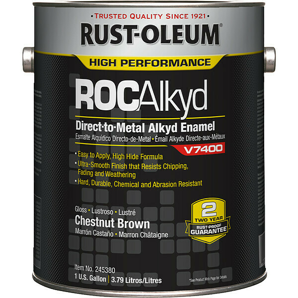 Rust-Oleum Interior/Exterior Paint, High Gloss, Oil Base, Chestnut Brown, 1 gal 245380