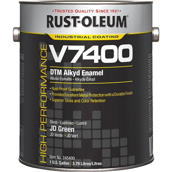 Rust-Oleum Interior/Exterior Paint, High Gloss, Oil Base, JD Green, 1 gal 245400