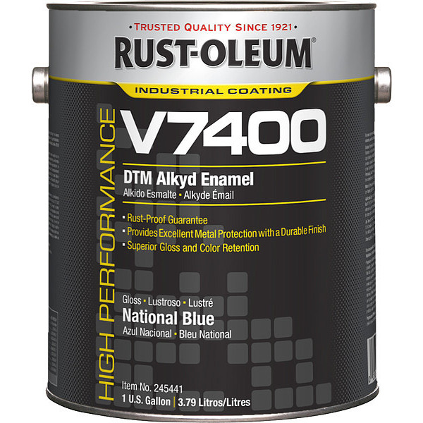 Rust-Oleum Interior/Exterior Paint, High Gloss, Oil Base, National Blue, 1 gal 245441