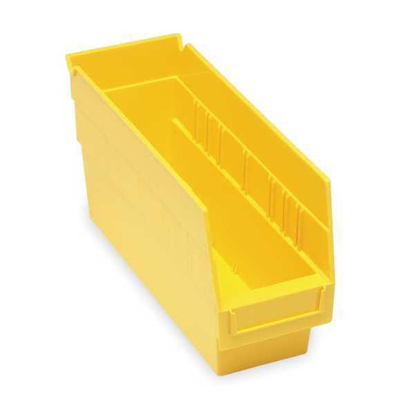 Quantum Storage Systems 50 lb Shelf Storage Bin, Polypropylene, 4 1/8 in W, 6 in H, Yellow, 11 5/8 in L QSB201YL