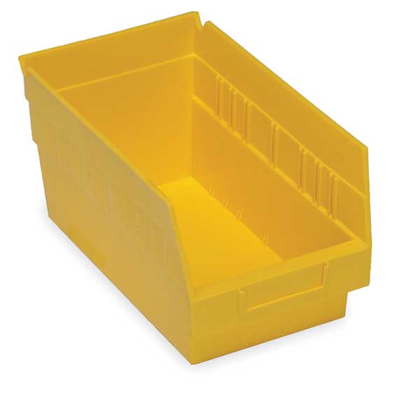 Quantum Storage Systems 50 lb Shelf Storage Bin, Polypropylene, 6 5/8 in W, 6 in H, 11 5/8 in L, Yellow QSB202YL